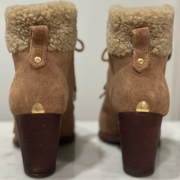 Women's Tan Suede UGG Ankle Boots - Picture 5 of 7